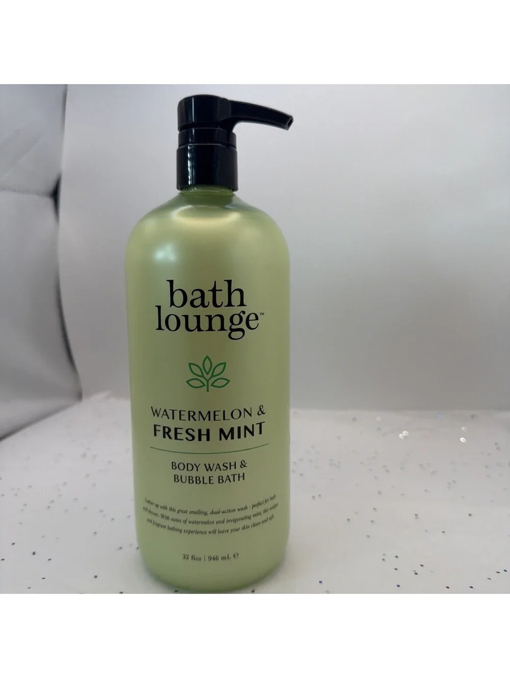 Bath Lounge Watermelon & Fresh Mint Body Wash Bubble Bath 32 fl oz New 2-in-1
